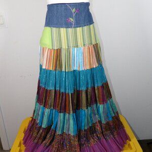 Vintage Multi Colored Broomstick Skirt